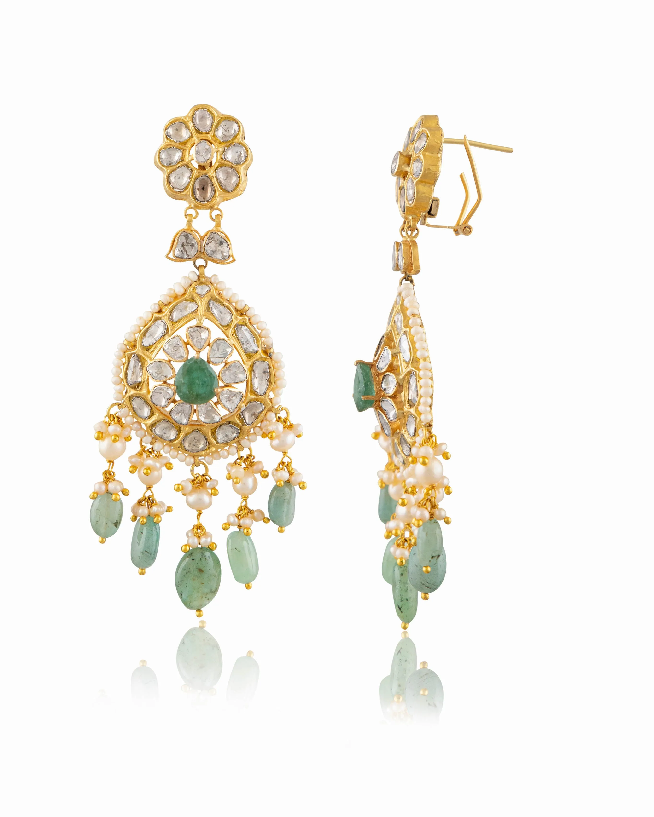 Amina Polki Long Earrings