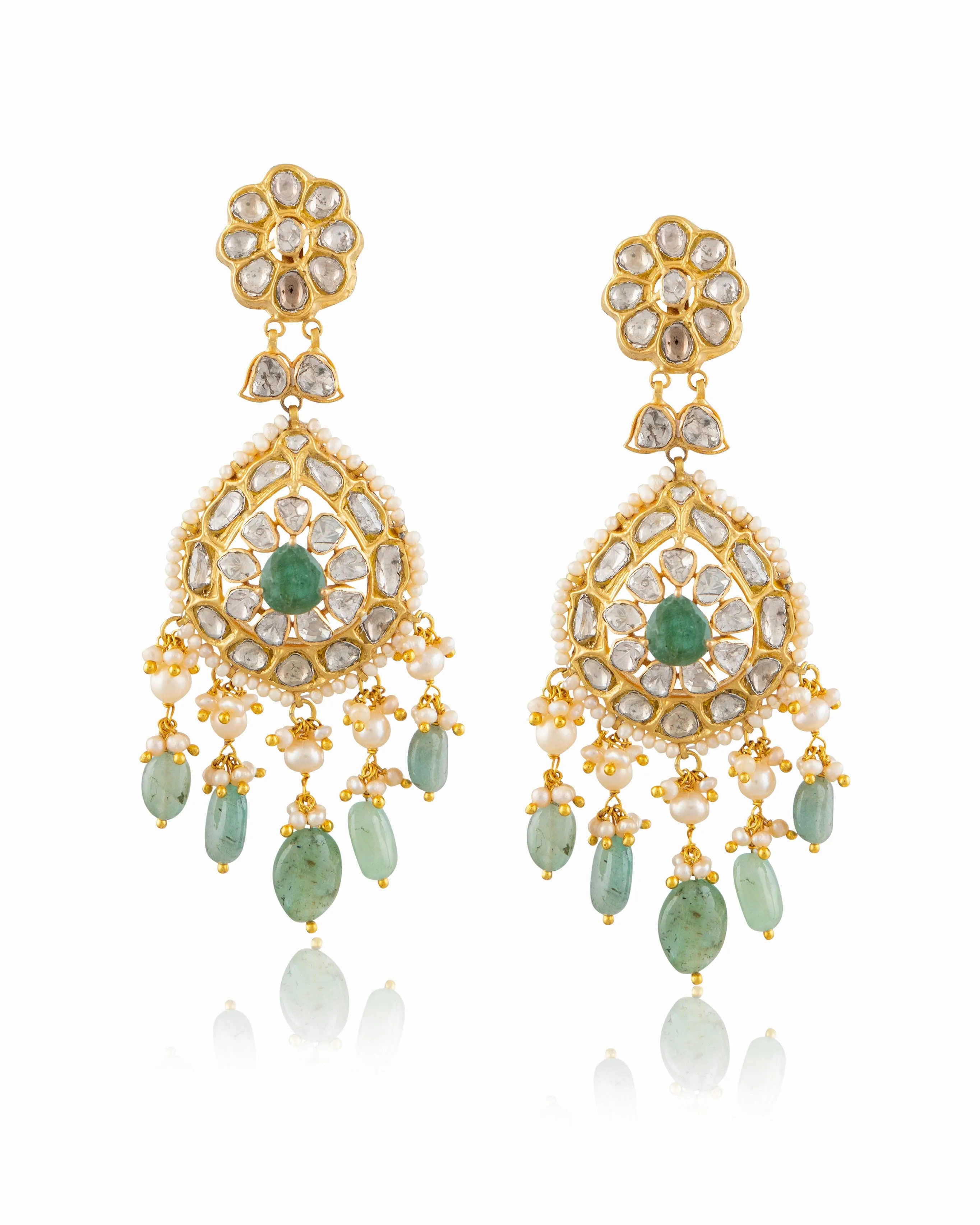 Amina Polki Long Earrings