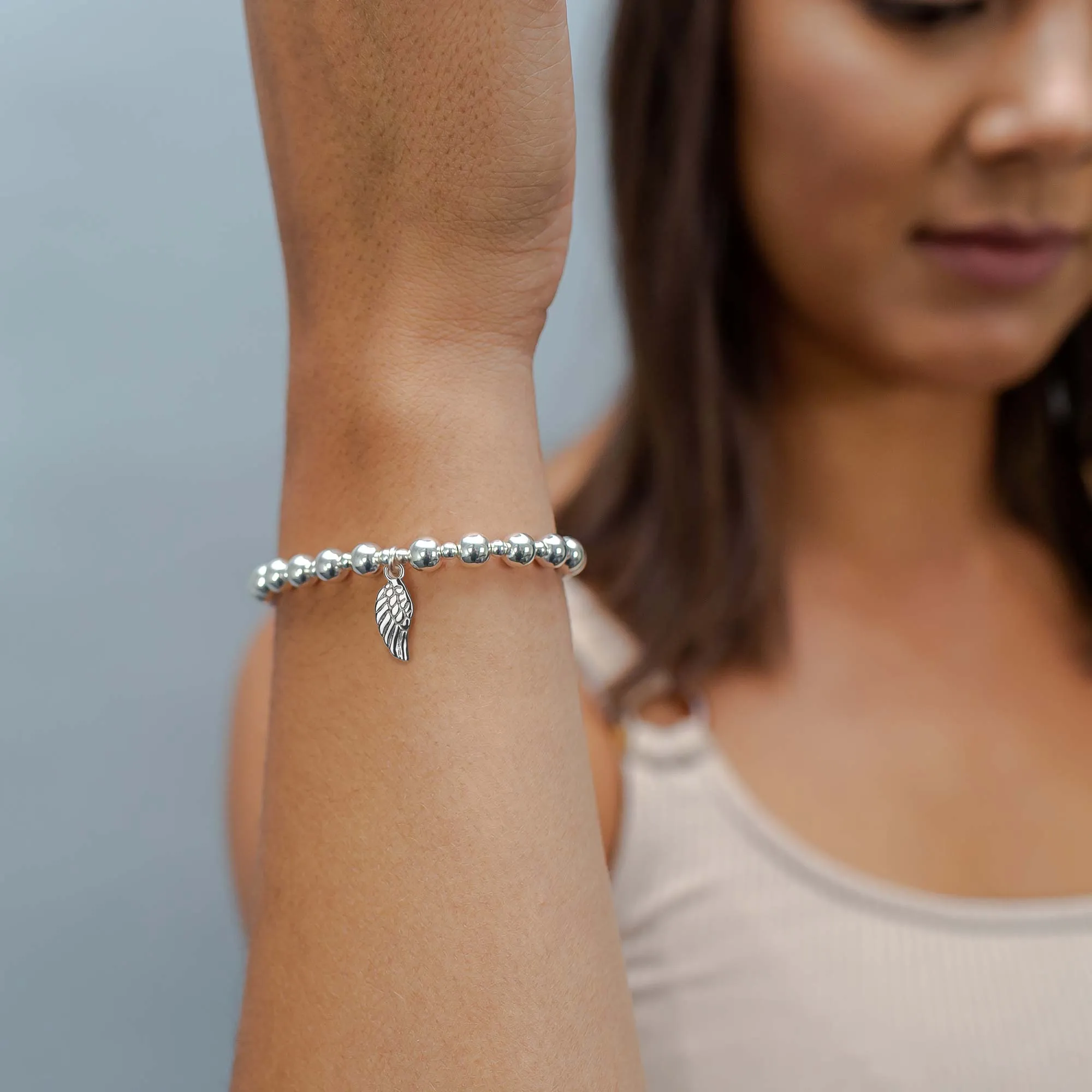 Angel Wing Sterling Silver Stacking Bracelet