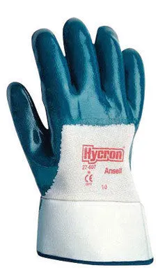 Ansell Size 9 Hycron Heavy Duty Multi-Purpose Cut And Abrasion Resistant Blue Nitrile Fully Coated Work Gloves With Jersey Liner And Knit Wrist