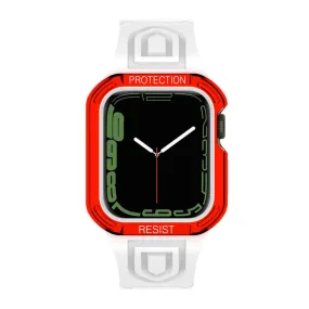 Apple Watch (41mm) color contrast watch strap    protective case - White / Red