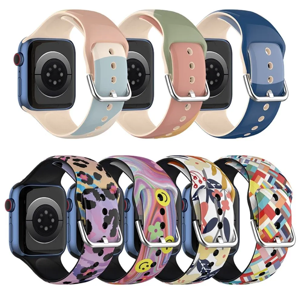 Apple Watch (41mm) multi-color silicone watch strap - Leopard