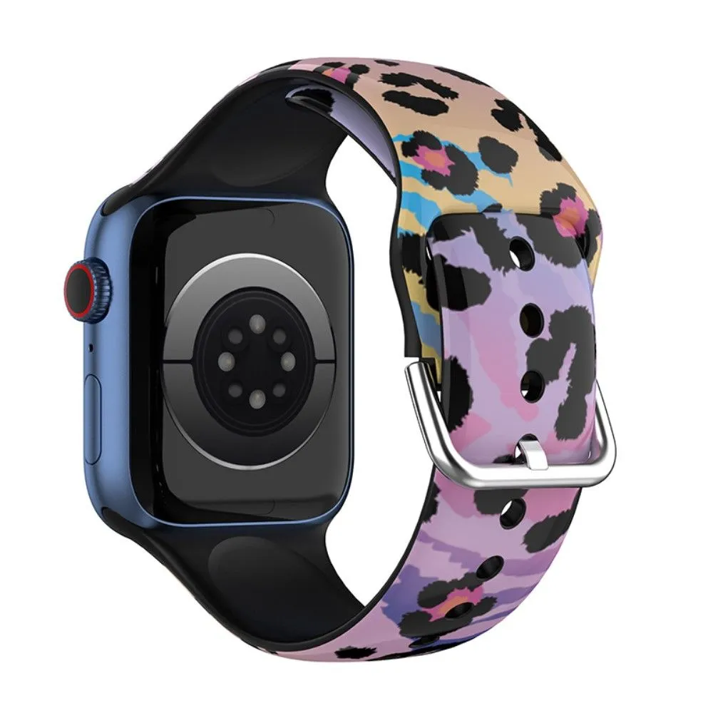 Apple Watch (41mm) multi-color silicone watch strap - Leopard