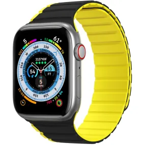 Apple Watch (42/44/SE/45/46/49mm) Dux Ducis LD-Series Magnetisk Silikone Rem - Sort / Gul