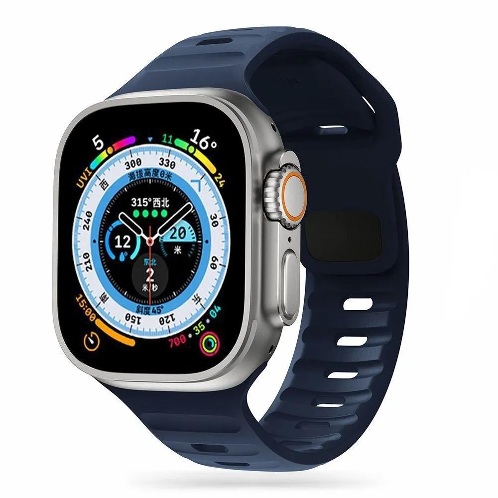 Apple Watch (42/44/SE/45/46/49mm) Tech-Protect Iconband Line Silikone Rem - Navy Blå