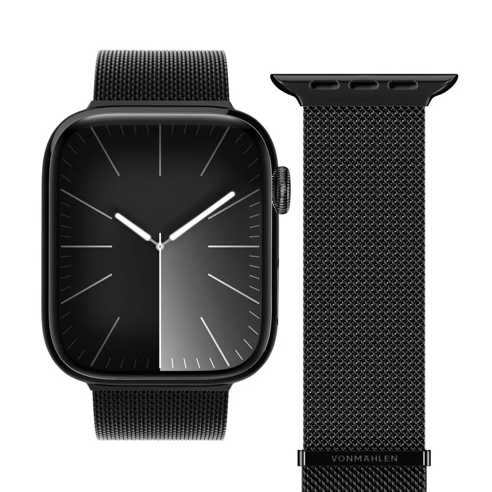 Apple Watch (42/44/SE/45/46/49mm) Vonmählen Milanese Loop 2 Rustfri Stål Rem - Sort