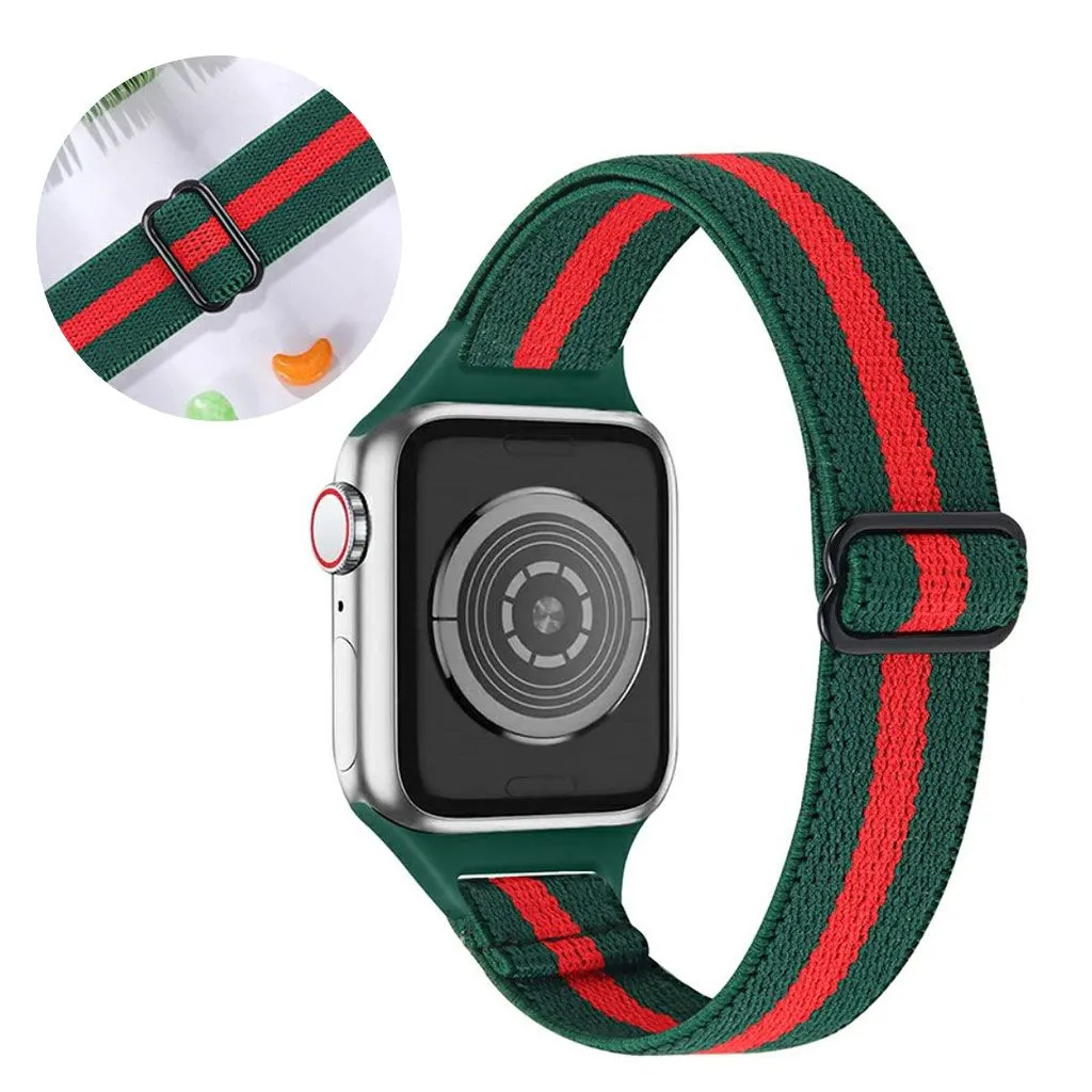 Apple Watch 42mm - 44mm nylon watch strap - Army Green / Red