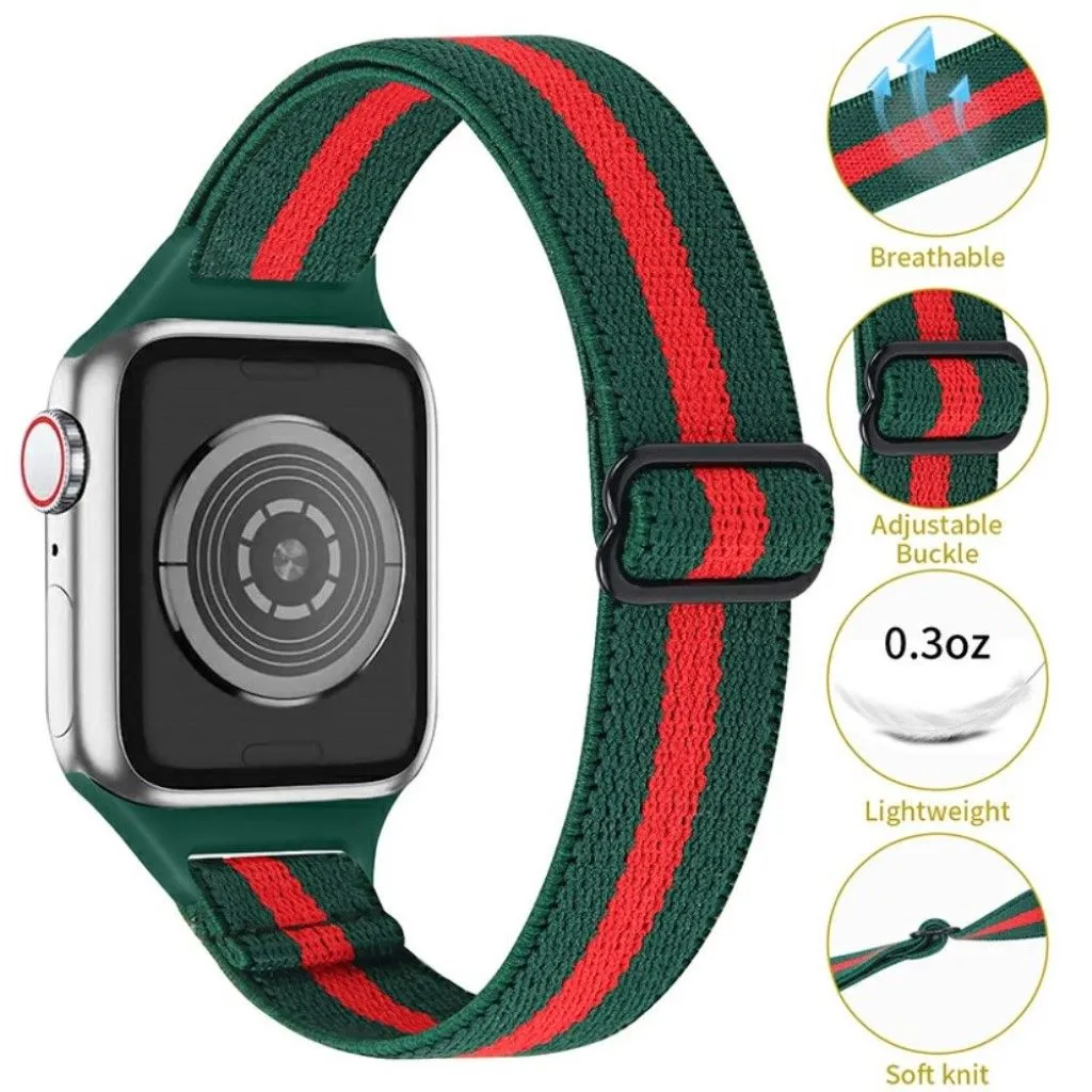 Apple Watch 42mm - 44mm nylon watch strap - Army Green / Red