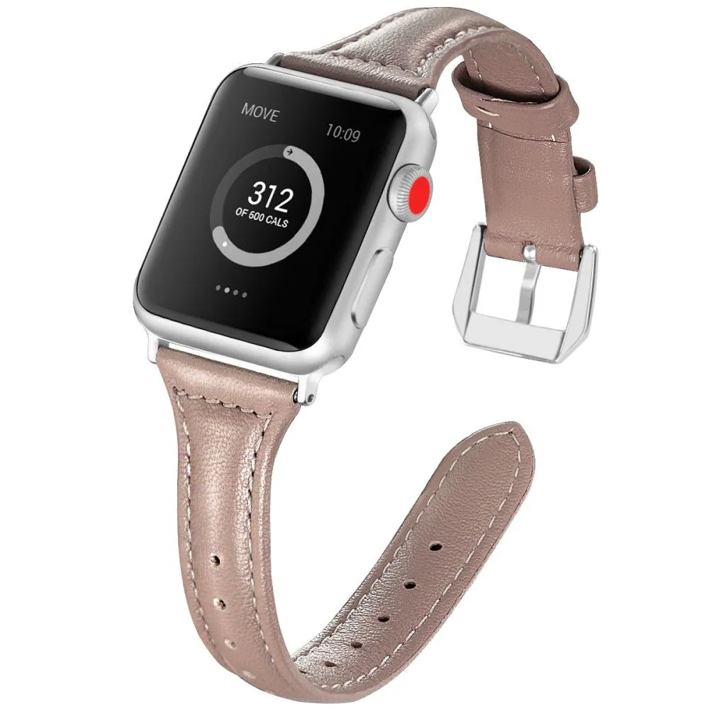 Apple Watch (45mm) B6 genuine leather watch strap - Grey / Size: L