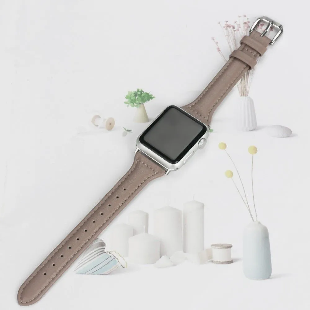 Apple Watch (45mm) B6 genuine leather watch strap - Grey / Size: L