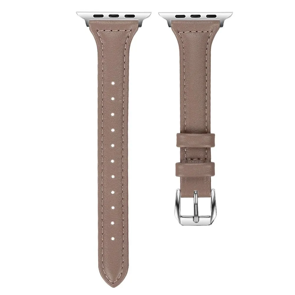 Apple Watch (45mm) B6 genuine leather watch strap - Grey / Size: L