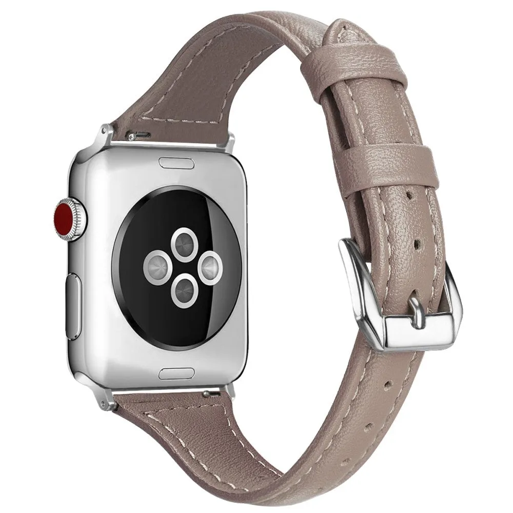 Apple Watch (45mm) B6 genuine leather watch strap - Grey / Size: L