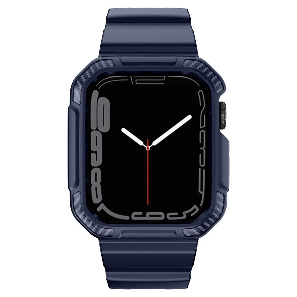 Apple Watch (45mm) carbon fiber style cover with watch strap - Dark Blue