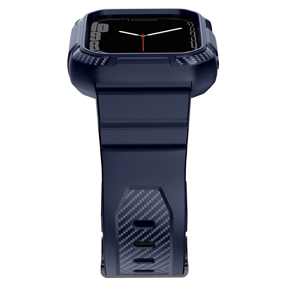 Apple Watch (45mm) carbon fiber style cover with watch strap - Dark Blue