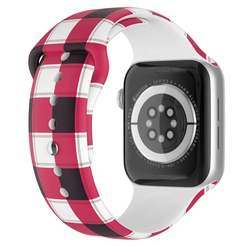 Apple Watch (45mm) christmas pattern silicone watch strap - Plaid / Size: L