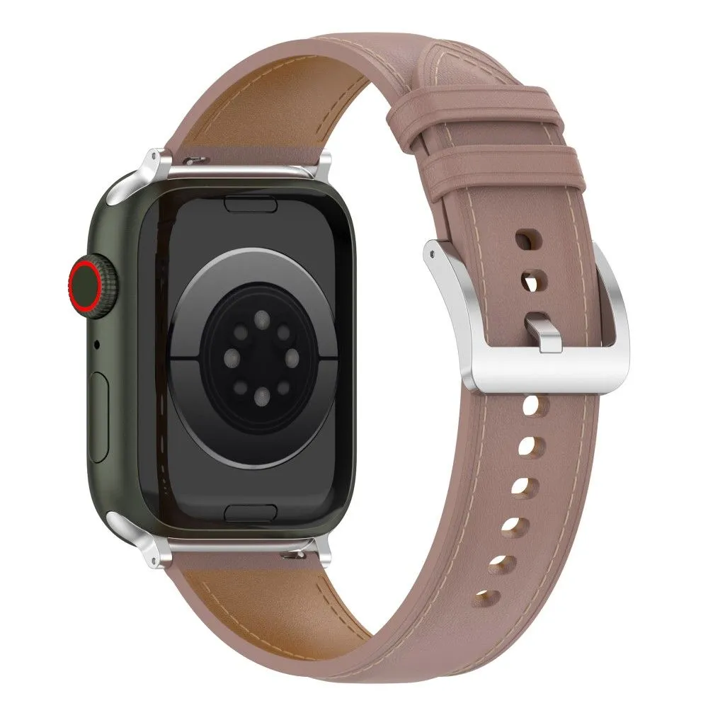 Apple Watch (45mm) genuine cowhide leather watch strap - Pink