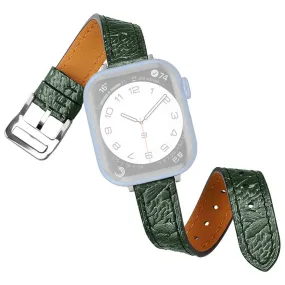 Apple Watch (45mm) woven texture genuine leather watch strap - Green