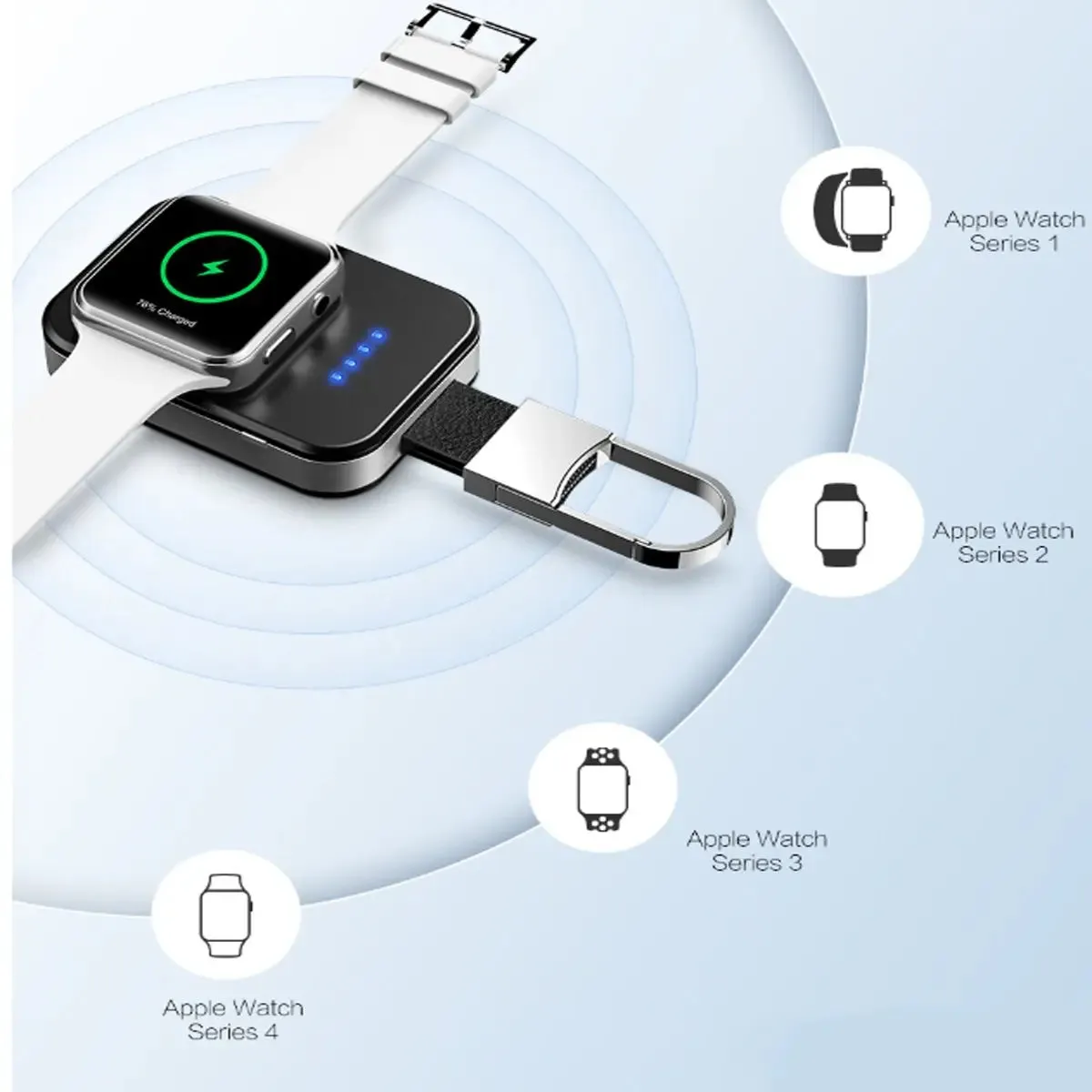 Apple Watch Wireless Charger Power Bank On Key Chain -Apple Watch charger on-the-go