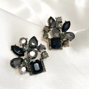 ARIANA Black & Grey Statement Stud Earrings