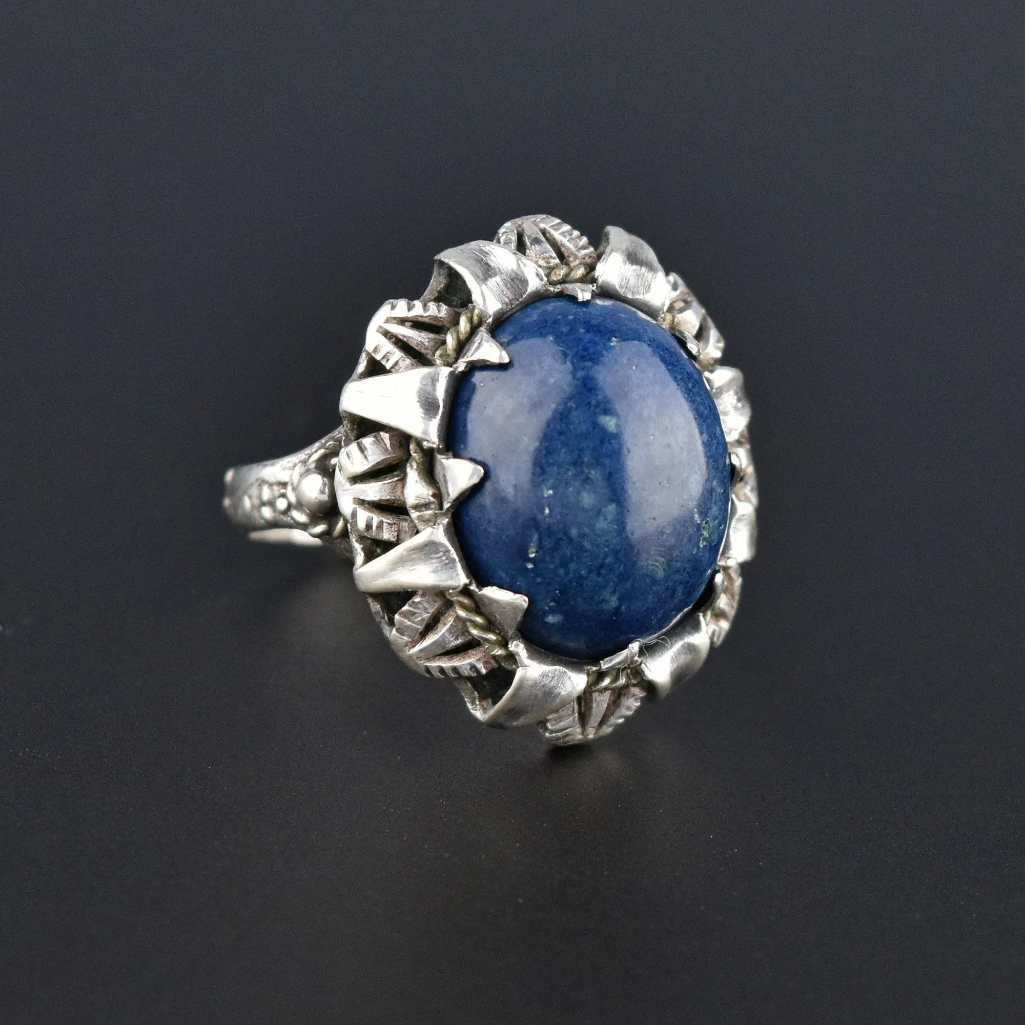 Arts & Crafts Silver Lapis Lazuli Cabochon Ring