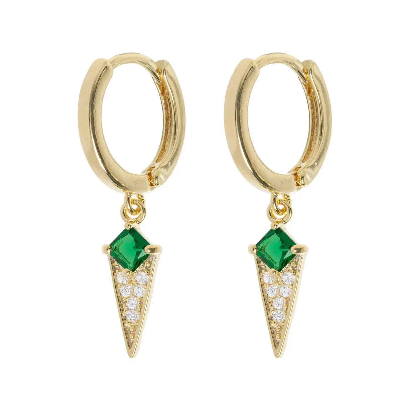 Arya - Green Crystal Stud Hoop Earrings