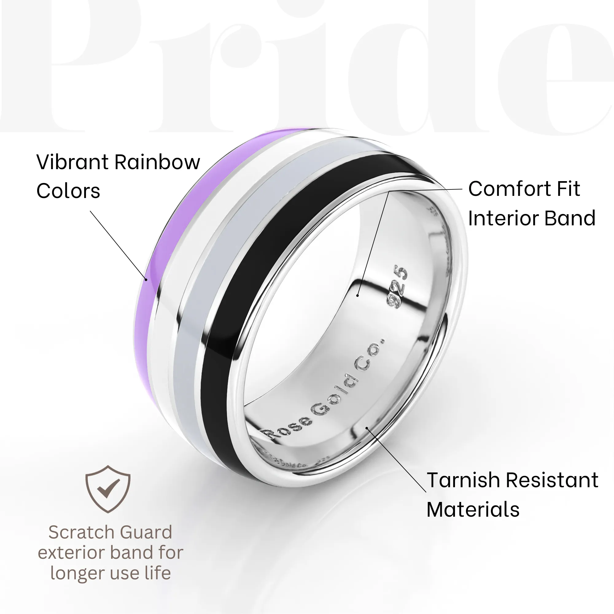 Asexual Ace Pride Stainless Steel Ring