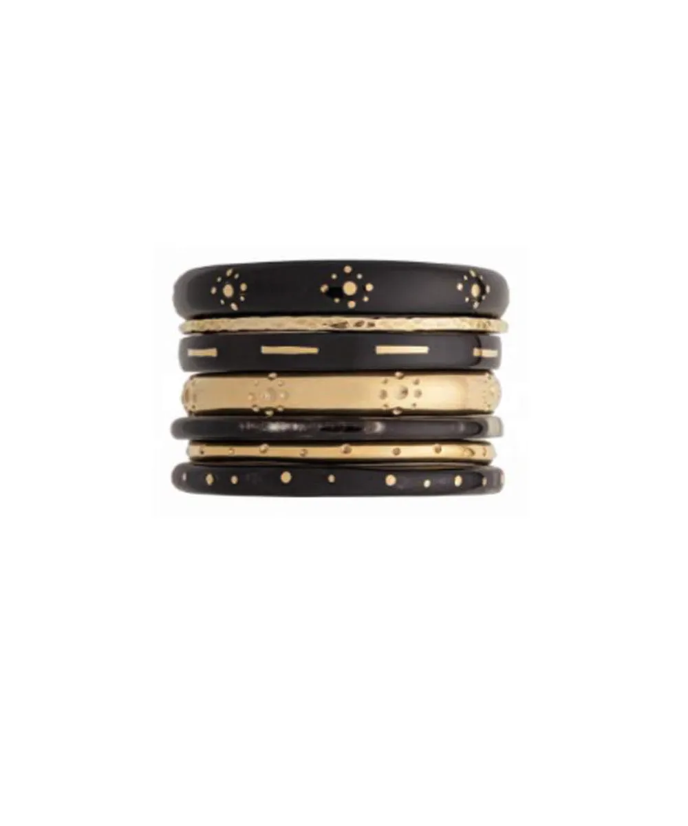 Ashley Pittman Kaimu Bangle Set in Dark Horn