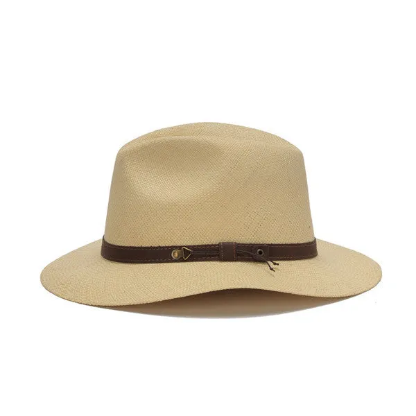 Austral Hats - Beige Wide Brim Panama Hat with Brown Band