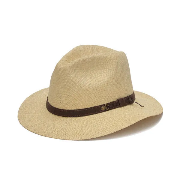 Austral Hats - Beige Wide Brim Panama Hat with Brown Band