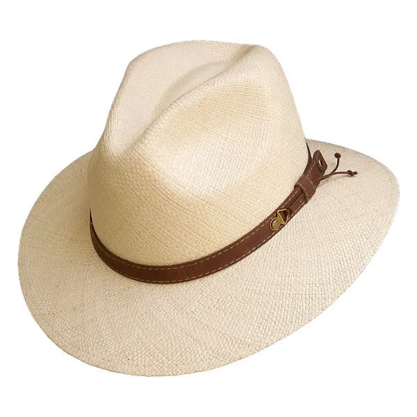 Austral Hats - Beige Wide Brim Panama Hat with Brown Band