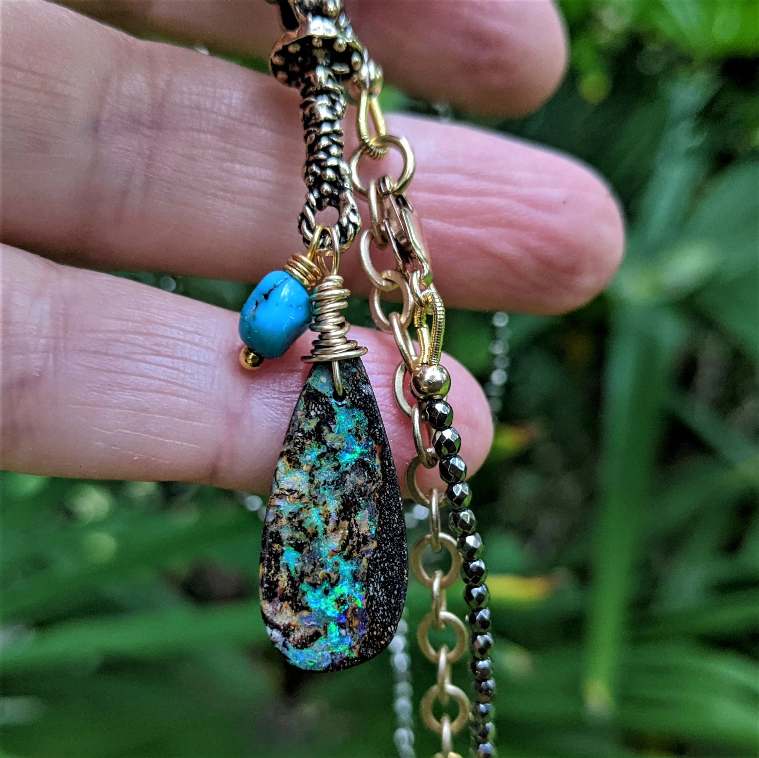 Australian Koroit Boulder Opal Pendant Necklace