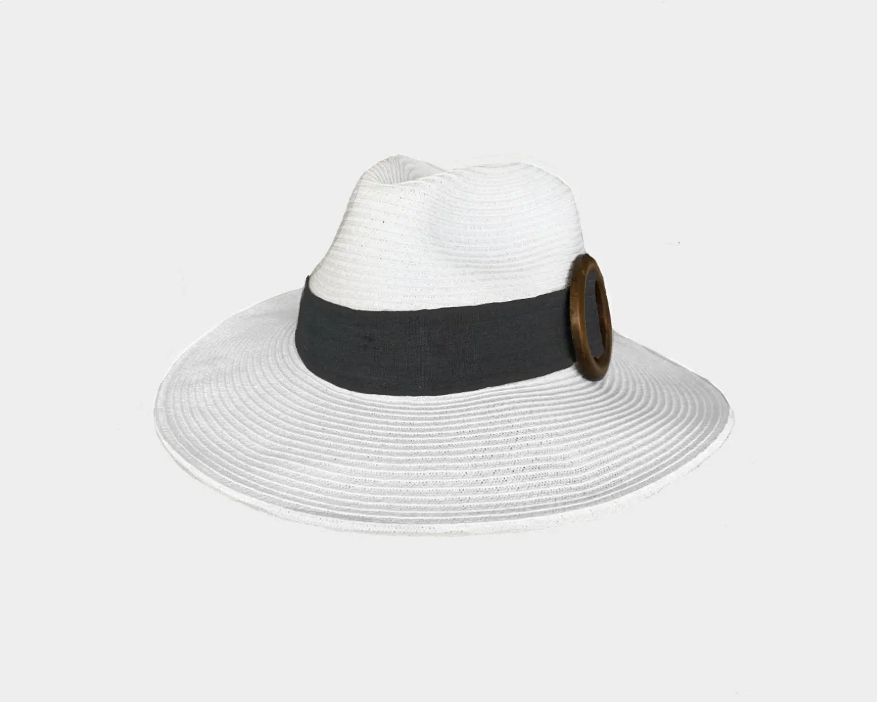 B. Black Buckle White Panama Sun Hat  - The Cap D'Antibes