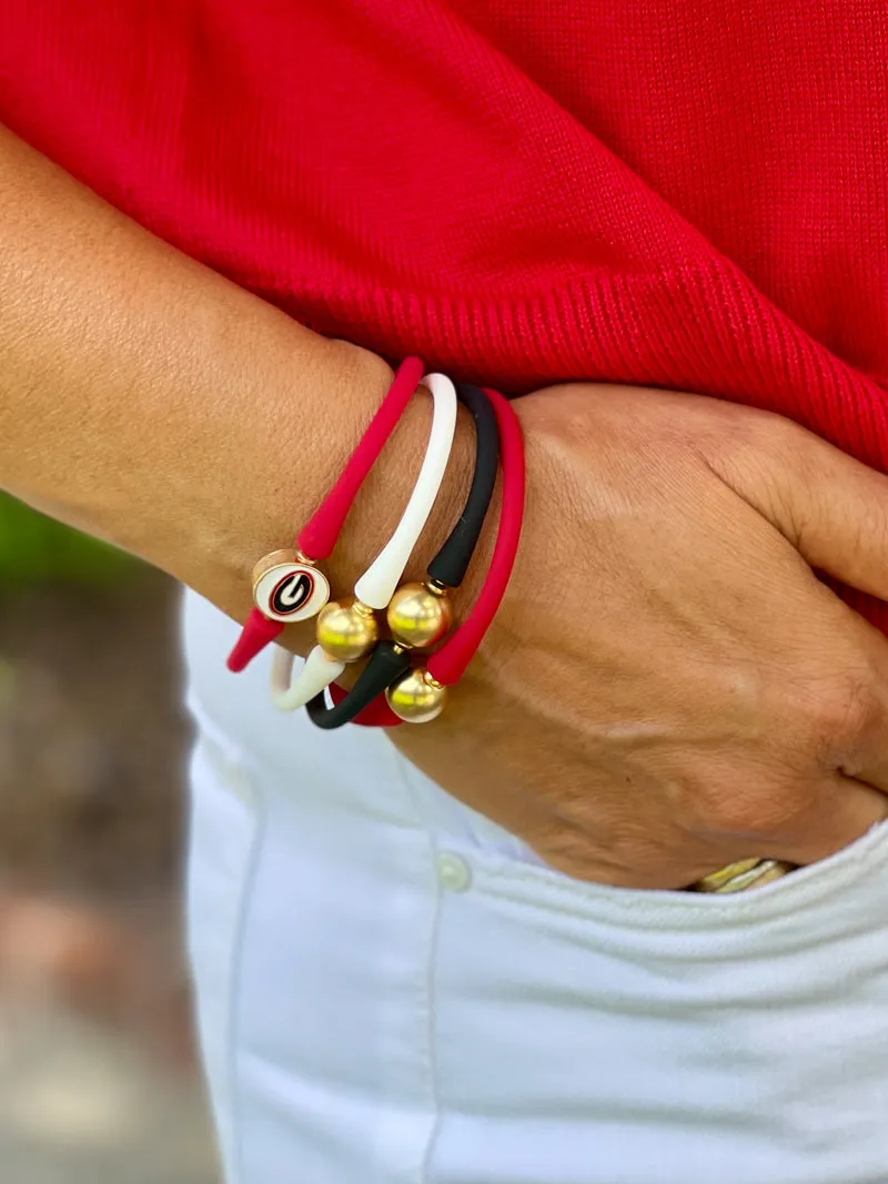 Bali Bracelet Gold Ball Bead - Red