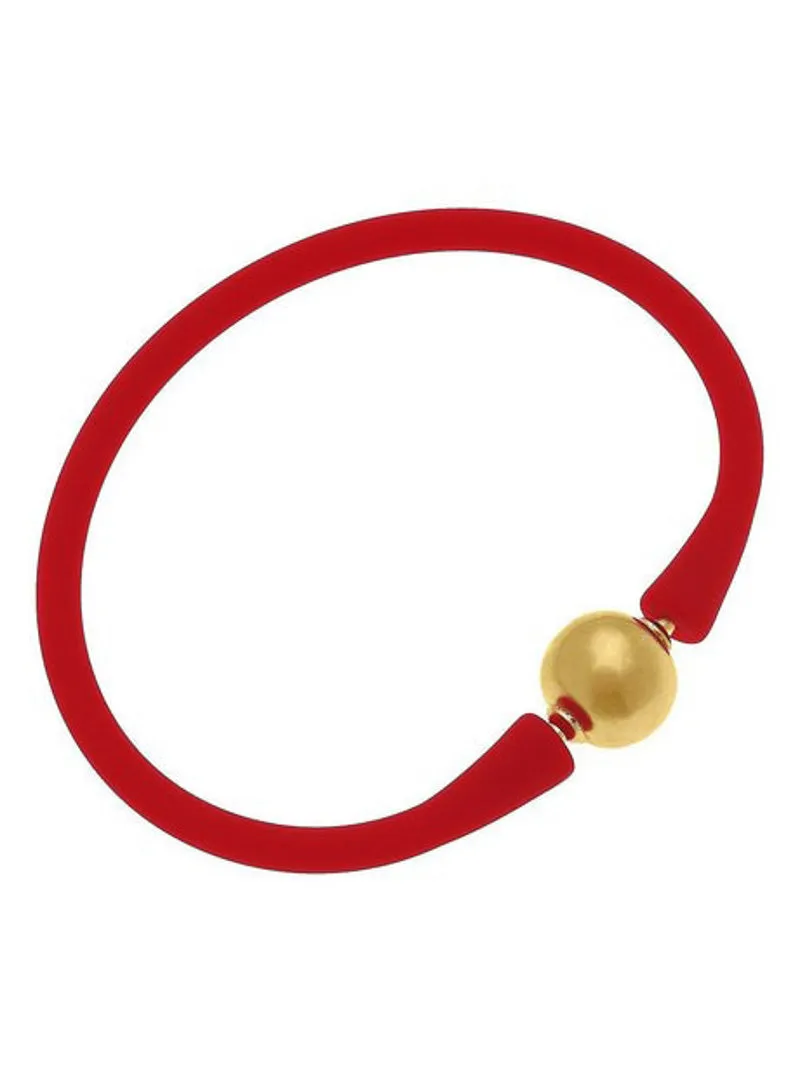 Bali Bracelet Gold Ball Bead - Red