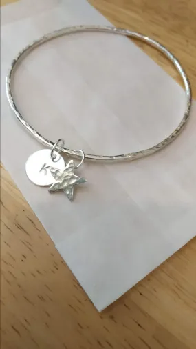 Bangle - Hammered with 2 Charms