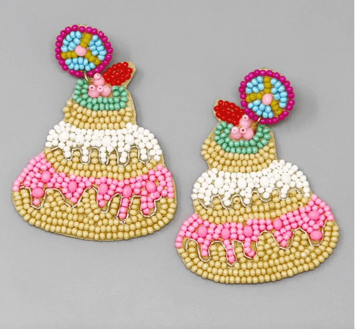 Beaded Birthday Cake Earrings