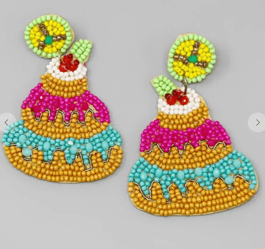 Beaded Birthday Cake Earrings