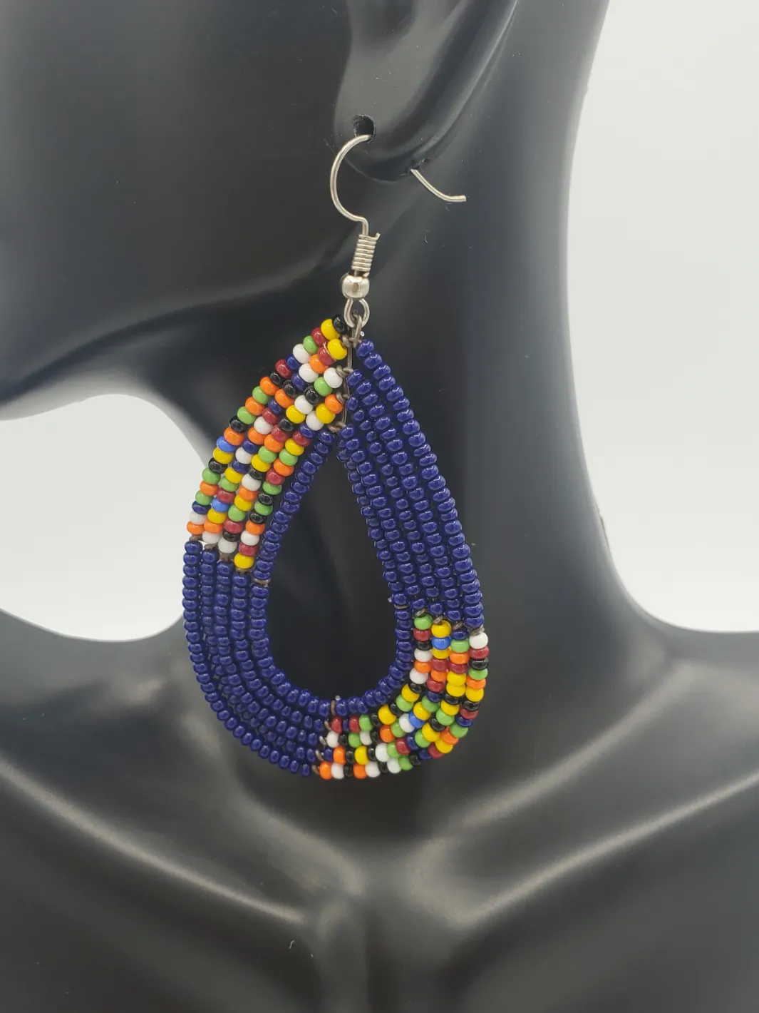 Beaded Teardrop Earrings Blue