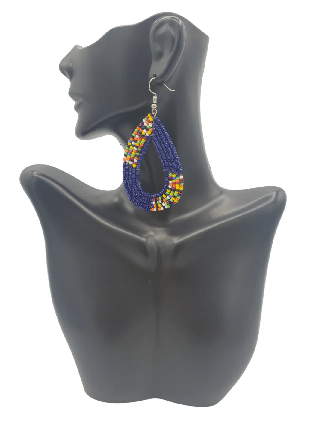 Beaded Teardrop Earrings Blue