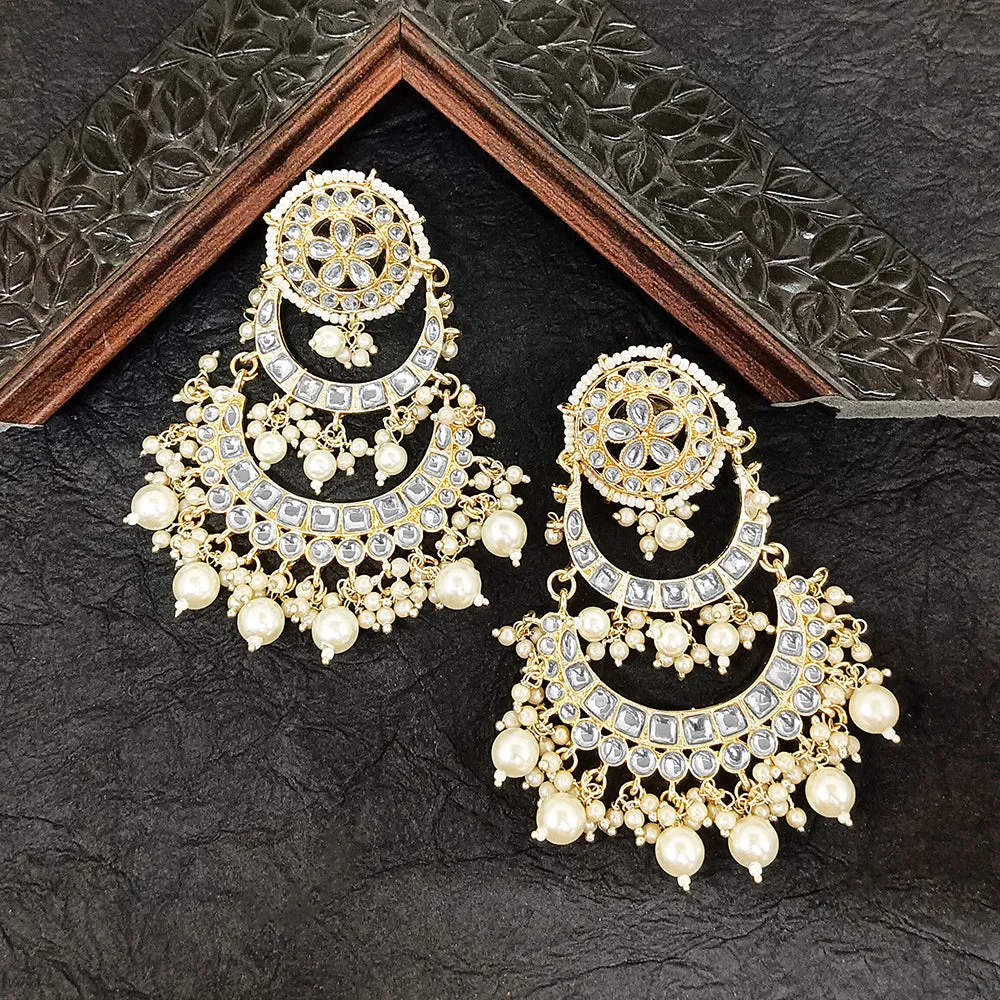 Bhavi Jewels Gold Plated Kundan Dangler Earrings