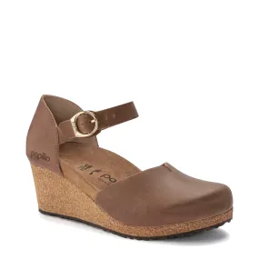 Birkenstock Women's Mary Oiled Leather Closed Toe Cork Wedge (Cognac)