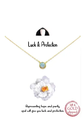 BJNA374GDWHT Gold White "Opal" Round Blue Opal Necklace