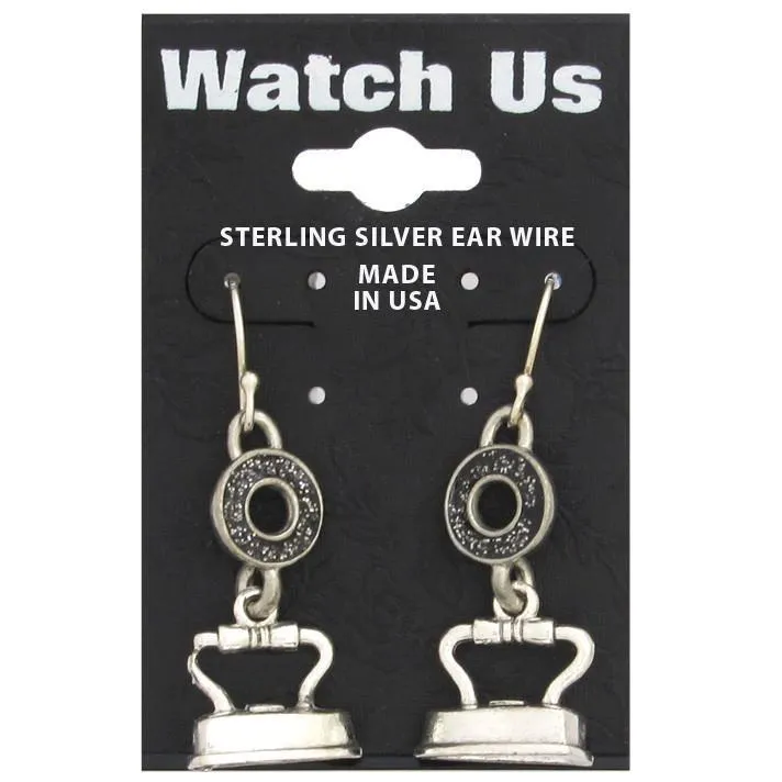 Black Iron Earrings with Sterling Silver Earwires