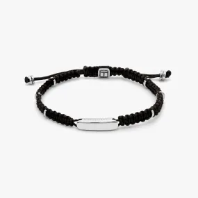 Black macrame bracelet with silver baton