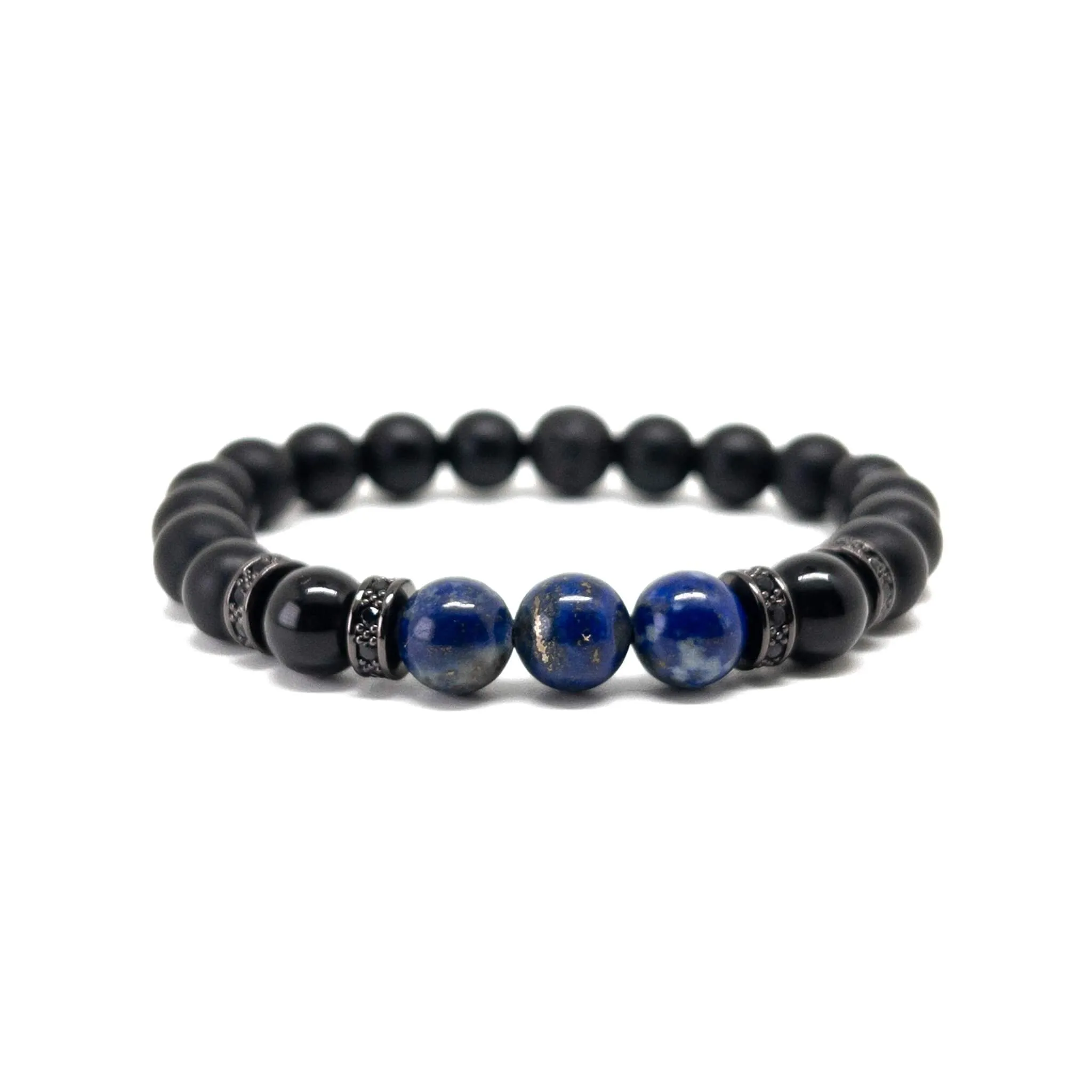 Black Onyx and Triple Lapis Lazuli Stones Bracelet