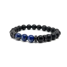 Black Onyx and Triple Lapis Lazuli Stones Bracelet