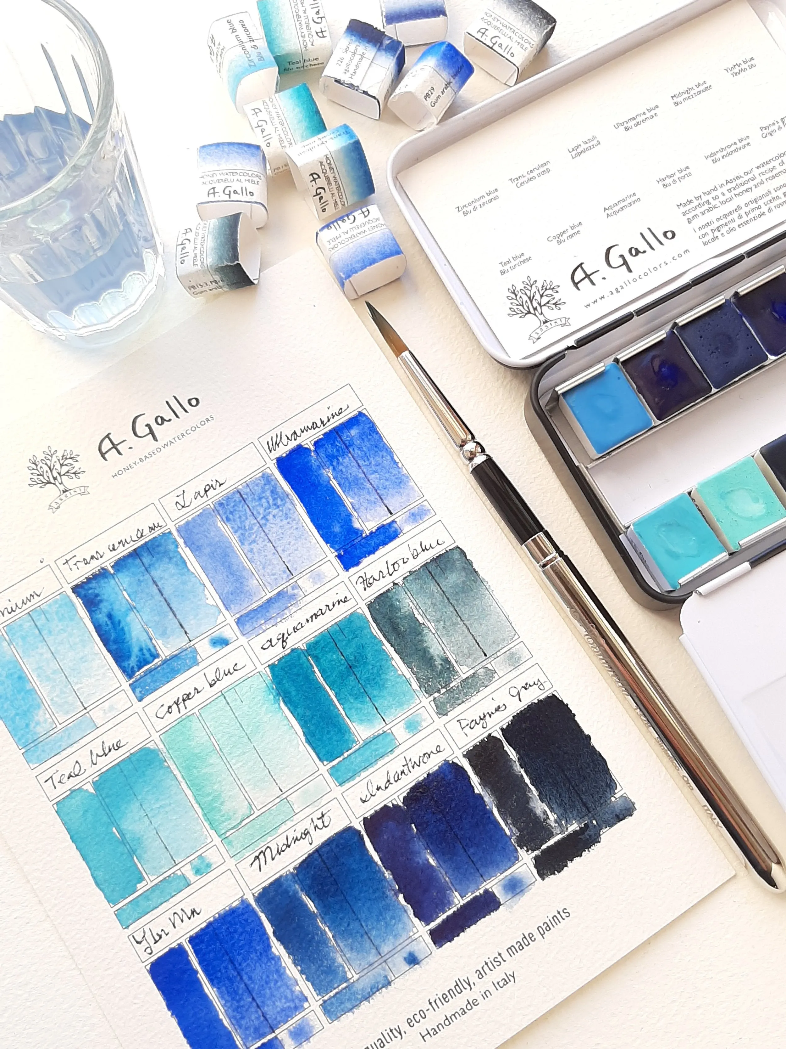 Blue Palette - Handmade Watercolor set