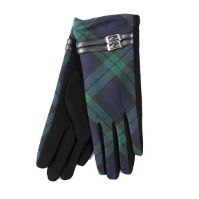 Buckle Trim Tartan Gloves