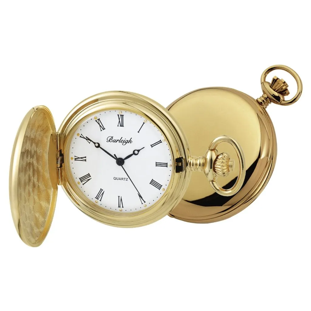 Budget Gold Plated Full Hunter Pocket Watch by Burleigh GP1230