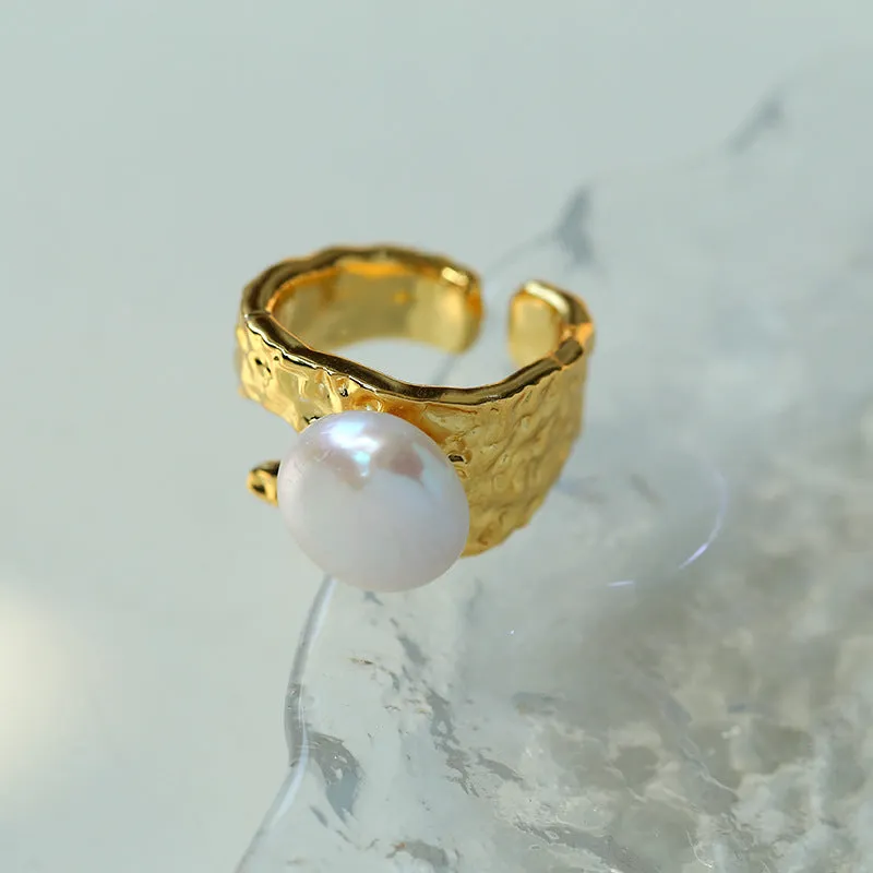 Button Baroque Freshwater Pearl Ring